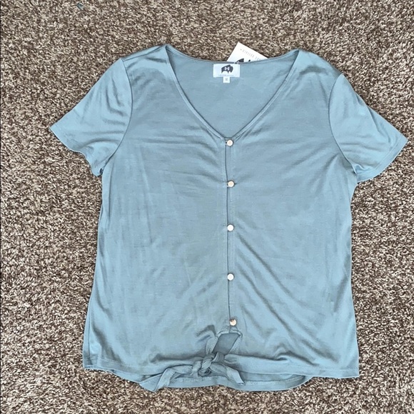 BB Sage Green Button Wrap Shirt - Picture 4 of 7